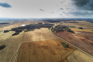 Fototapeta premium Cloudy summer day in countryside, Dobele area, Latvia.
