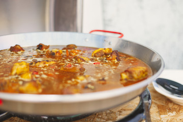 Cooking paella on the outside
