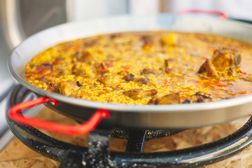 Cooking paella on the outside