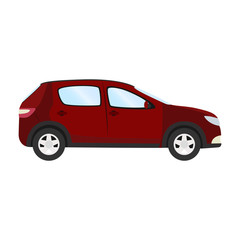 Fototapeta na wymiar Car vector template on white background. Business hatchback isolated. red hatchback flat style. side view