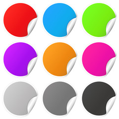 Colored sticker labels with white corner