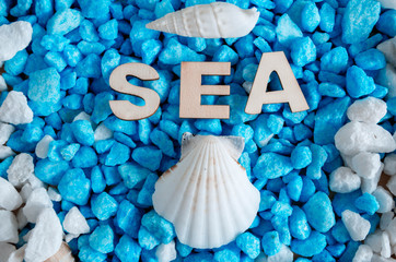 word sea made with wooden letters. Wooden illustration blackground - 167663729
