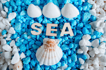 word sea made with wooden letters. Wooden illustration blackground - 167663752