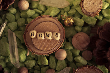 word home made with wooden letters. Wooden illustration blackground - 167663956