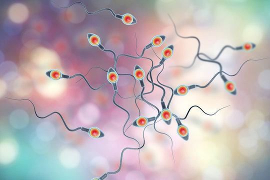 Background with sperm cells, spermatozoans, 3D illustration