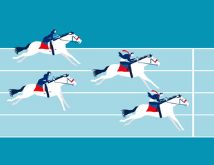 Business race. Business people ride a horse. Concept business vector illustration.