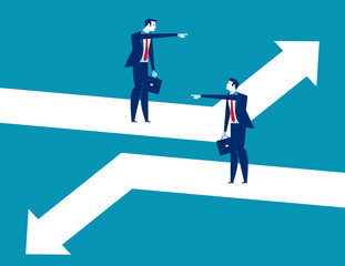 Direction. Business person pointing to different direction. Concept business vector illustration.