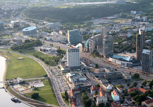 New buildings in  Vilnius (Lithuania), aerial view