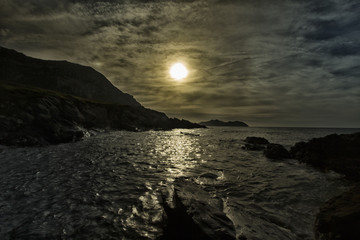 landscape in the coast of sonabia at sunset