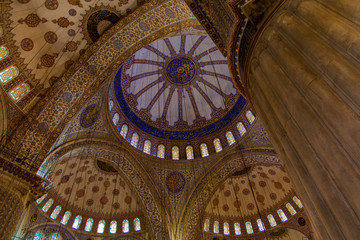 Low Angle View of Blue Mosque Inside Domes