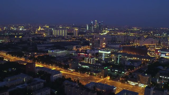 Moscow, Russia, night view on Kremlin and new Arbat street, Moscow, Russia