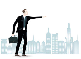 Businessmen in the City looking for the opportunity. Business concept illustration