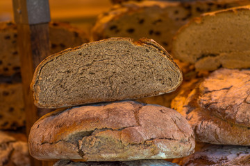 Close Up View of Traditional Bread on Market Stall