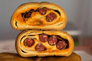 Close Up View of Traditional Chorizo Bread 