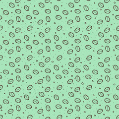 Graphic coffee beans. Vector seamless pattern.