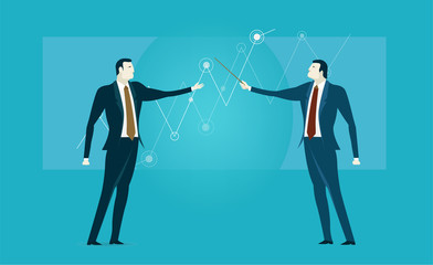 Business meeting. Two business men discuss the project. Business concept collection. 