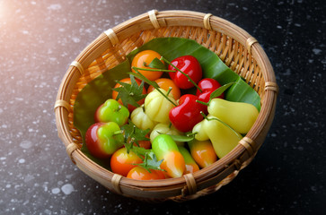 Fruit shape dessert or Look choop in Thailand.