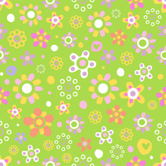 Seamless pattern with cute flowers.