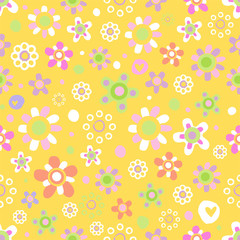 Fototapeta na wymiar Seamless pattern with cute flowers.