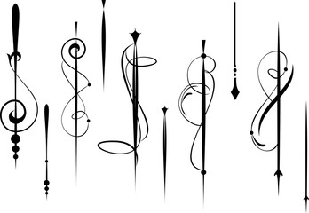 Set of decorative calligraphic elements for editable and design.