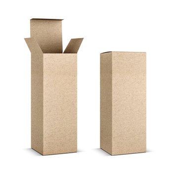 Opened and close kraft paper box for tin can, 3d rendering
