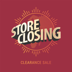Store closing vector banner, illustration