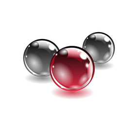 Three balls of different colors on a white background. Gradient mesh not used. Vector illustration