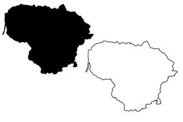 Lithuania map vector illustration, scribble sketch Lithuania