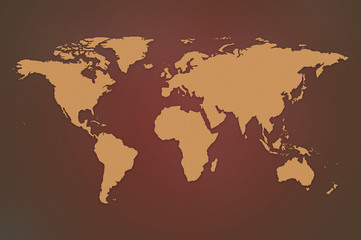 Fototapeta na wymiar 2D world map with hexagon design on red gradient background