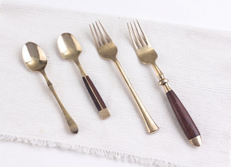 Old bronze teaspoons and folks