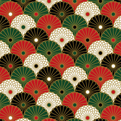 Japanese chrysanthemum pattern in four colors were arranged like wave pattern