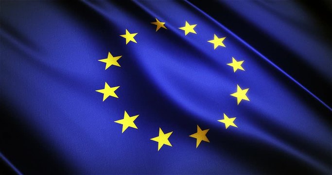 European Union realistic national flag seamless looping waving animation