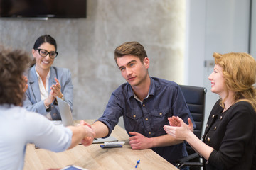 cloasing the deal in modern office interior