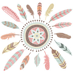 Tribal Feathers Mandala Elements