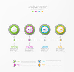 Vector abstract element for business.Strategy in stages.Steps of development, teamwork.Business concept illustrated in four stages, parts,steps.Graph, diagram,  presentation infographic template