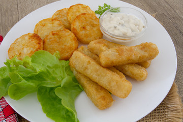 bâtonnets de poisson et rösti