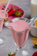 Milkshake strawberries drink