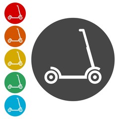 Kick scooter icons set illustration in a flat style - Illustration 