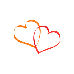 Two heart cartoon sign