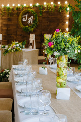 Wedding reception in wooden style