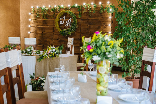 Wedding reception in wooden style