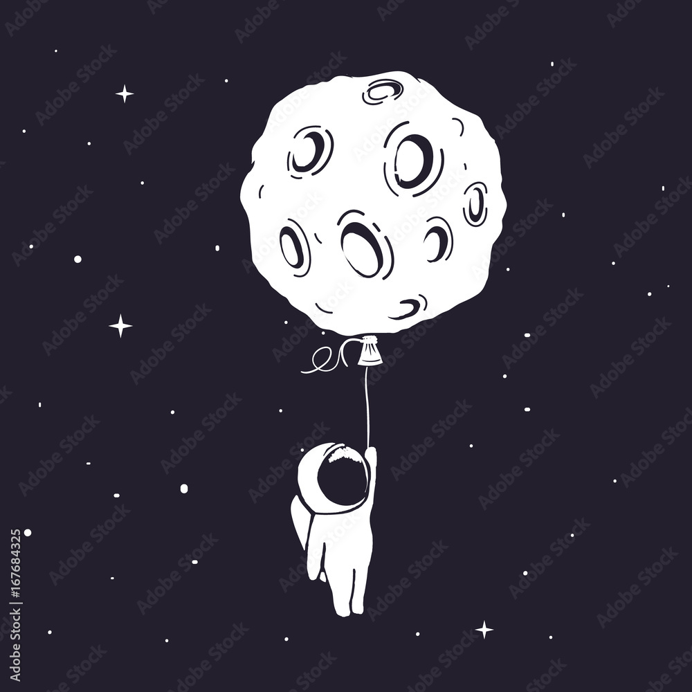 Canvas Prints astronaut flies and keeps for moon