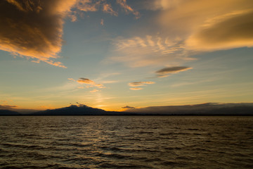 Sunset on the pond of Canet, in Roussillon