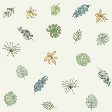 Tropical leaves. Vector print. Seamless pattern.