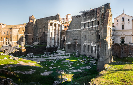 Panoramic view on foro di Nerva in Rome, Italy