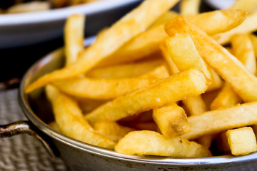Golden French fries potatoes ready to be eaten