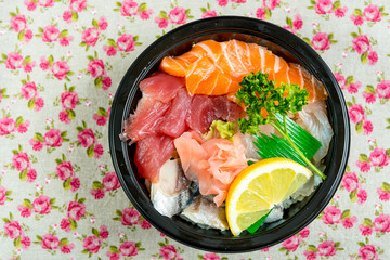 japanese food Mix Sashimi Chirashi Rice Bowl