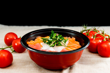 japanese food Mix Sashimi Chirashi Rice Bowl