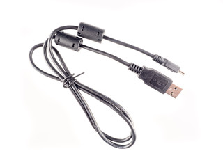 USB cable on white background