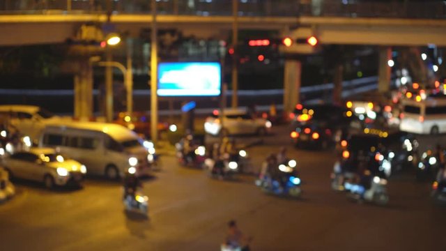 Abstract blurred traffic jam at Rama IV junction in Bangkok,Thailand